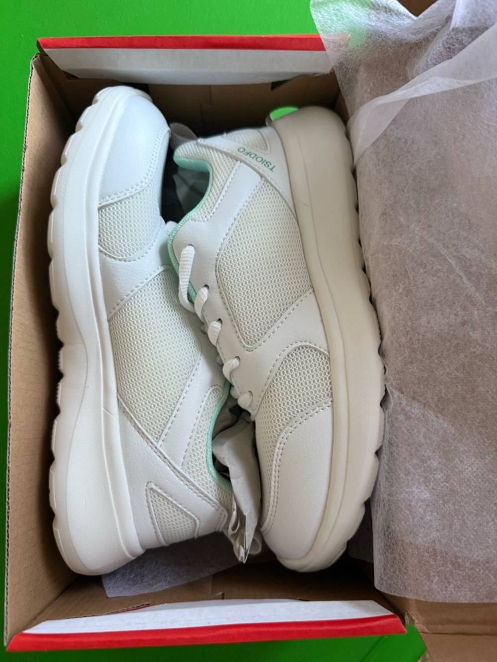White Sneakers with Mint Accents